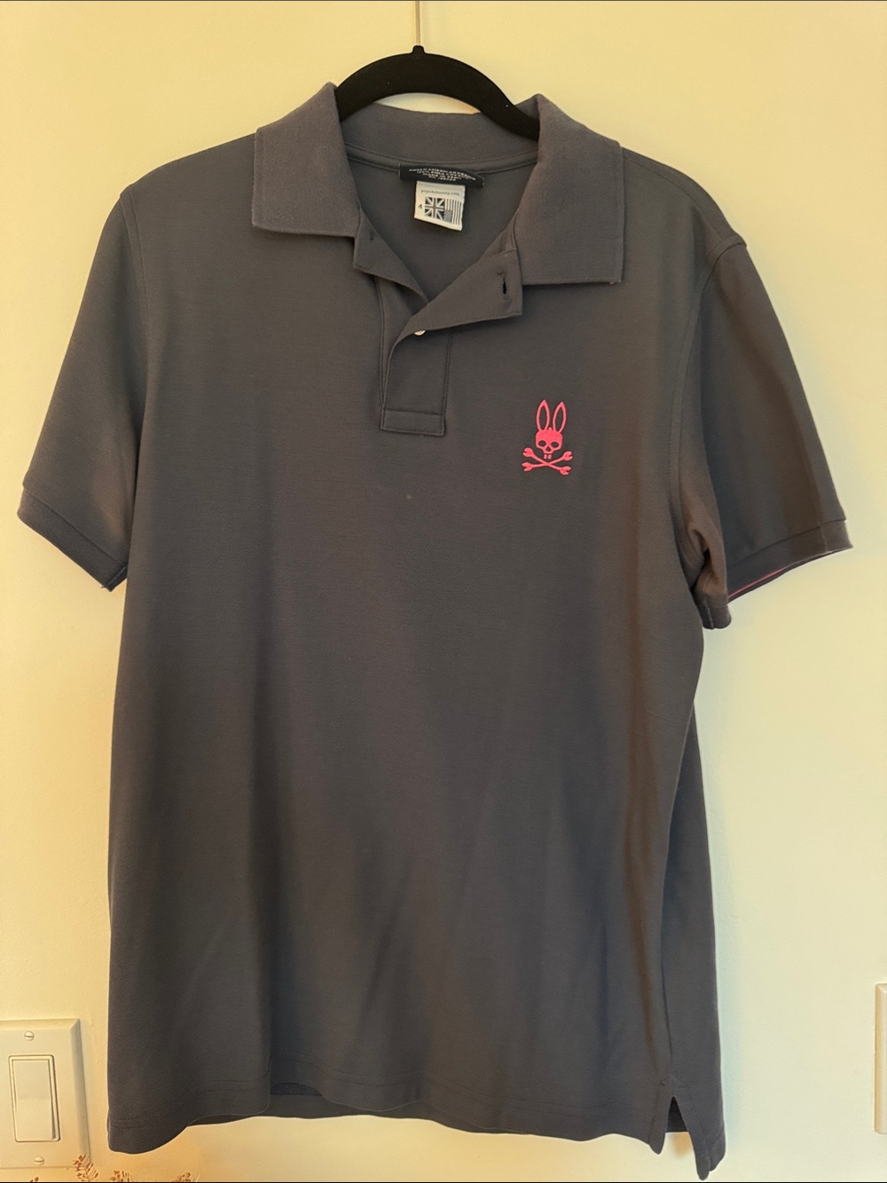Psycho Bunny Navy Polo with Pink Logo - Picture 1 of 5